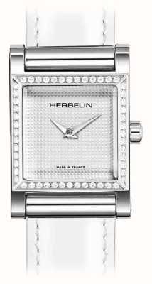 Herbelin Antarès-Uhrengehäuse – weißes Zifferblatt / diamantbesetztes Edelstahlgehäuse – nur Gehäuse H17144AP52Y02