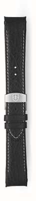 Elliot Brown Faltarmband aus gekrispeltem schwarzem Leder mit weißen Nähten, nur 22-mm-Armband STR-L17