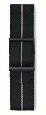 Elliot Brown Schwarzes Gurtband, wüstenbrauner Streifen, Standardlänge, nur 22-mm-Armband STR-N18