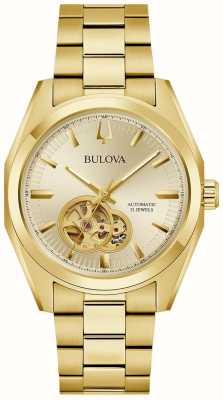 Bulova Herren-Survey-Armbanduhr (39 mm) mit goldenem Zifferblatt und goldfarbenem Edelstahlarmband 97A182