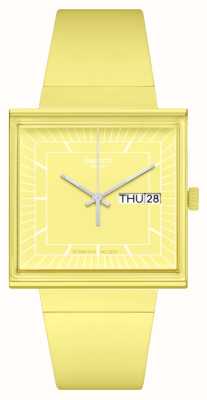Swatch Was wäre, wenn...Zitrone? (41,8 mm) gelbes Zifferblatt / gelbes Armband aus biologischem Anbau SO34J700