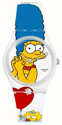 Swatch X Die Simpsons am besten. Mama. immer. (34 mm) Zifferblatt mit Marge-Aufdruck / Silikonarmband mit Simpsons-Aufdruck SO28Z116