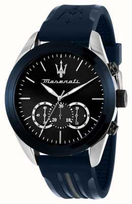 Maserati Herren-Traguardo (45 mm), blaues Chronographen-Zifferblatt / blaues Silikonarmband R8871612046