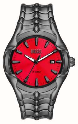 Diesel Herren-Armbanduhr in Grün (44 mm), rotes Zifferblatt/Rotguss-Edelstahlarmband DZ2199