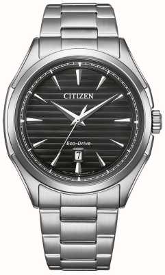 Citizen Herren-Eco-Drive-Sport-Armbanduhr (41 mm) mit schwarzem Zifferblatt und Edelstahlarmband AW1750-85E