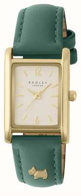Radley Damen-Hanley Close (31 mm) mit cremefarbenem Zifferblatt und grünem Lederarmband RY21722