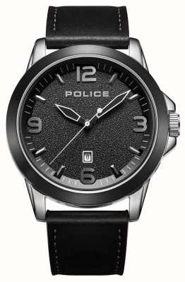 Police Cliff Quarzdatum (47 mm), schwarzes Zifferblatt / schwarzes Lederarmband PEWJB2194540