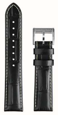 Hamilton Straps Nur khakifarbenes Feld-„Murph“-Armband aus schwarzem 20-mm-Leder H690.000.143