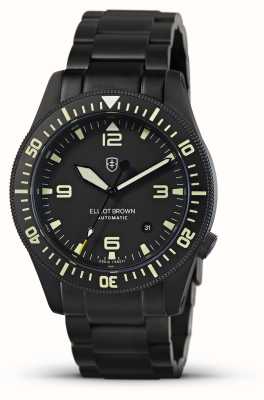 Elliot Brown Holton Professional Automatik (43 mm) schwarzes Zifferblatt / sandgestrahltes Rotguss-Grau-PVD-Armband 101-A10-B09