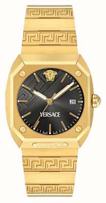 Versace Antares (41,5 mm) schwarzes Zifferblatt / goldfarbenes Edelstahlarmband VE8F00424