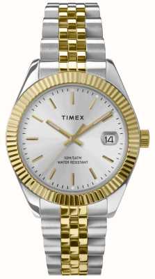 Timex Legacy (34 mm) silbernes Zifferblatt / zweifarbiges Edelstahlarmband TW2W49700