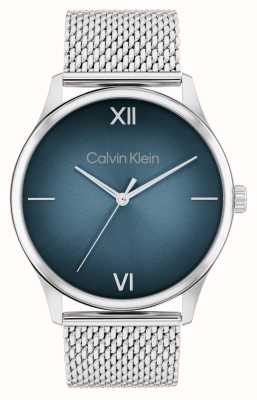 Calvin Klein Herrenuhr „Ascend“ (43 mm) mit blauem Zifferblatt und Mesh-Armband aus Edelstahl 25200450