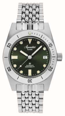 Aquastar Modell 60 Greenwich Limited Edition (37 mm) grünes Sunray-Zifferblatt / Edelstahlarmband & NATO-Band M60-GREENWICH