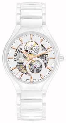 RADO Echtes rundes Automatik-Uhrwerk mit offenem Herzen (40 mm), weißes Zifferblatt/weißes Armband aus Hightech-Keramik R27115012