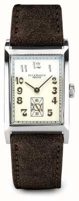 Duckworth Prestex Centenary (24 mm) cremefarbenes Zifferblatt / braunes Lederarmband D803-06-D