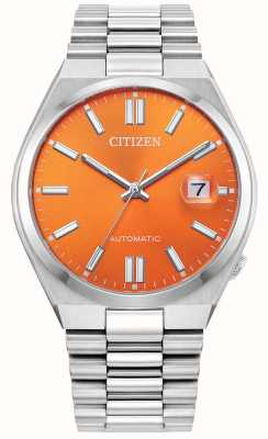 Citizen Tsuyosa Automatik (40 mm) oranges Sonnenschliff-Zifferblatt / Edelstahlarmband NJ0151-53Z