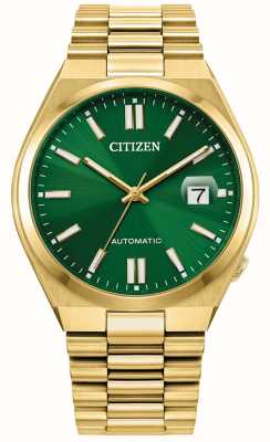 Citizen Tsuyosa Automatik / Zifferblatt grün mit Sonnenschliff / Armband aus goldfarbenem Edelstahl NJ0152-51X