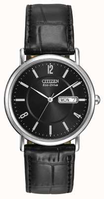 Citizen Eco-Drive-Armband aus schwarzem Leder für Herren BM8240-03