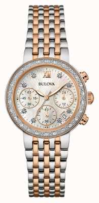 Bulova Zweifarbiger, diamantbesetzter Damen-Chronograph 98W215