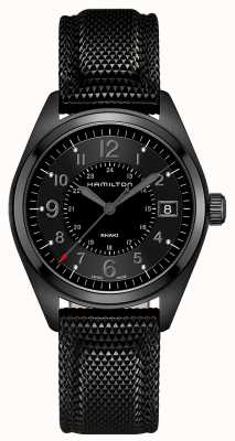 Hamilton Herren Khaki Feld schwarzes Material schwarzes Zifferblatt H68401735