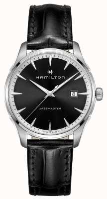 Hamilton Herren Jazzmaster schwarzes Lederarmband schwarzes Zifferblatt H32451731