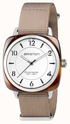 Briston Unisex Clubmaster Chic beige Acetat-Stahl mit Nato-Armband 17536.SA.T.2.NT