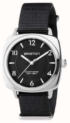 Briston Unisex Clubmaster schicker schwarzer Stahl mit Nato-Armband 17536.S.L.1.NB