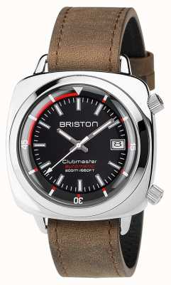 Briston Unisex Clubmaster Taucher Gebürsteter Stahl Leder Auto Schwarz 17642.PS.D.1.LVBR