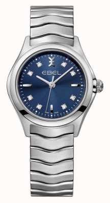 EBEL Wave Lady - 8 Diamanten (30 mm) blaues Zifferblatt / Edelstahl 1216315