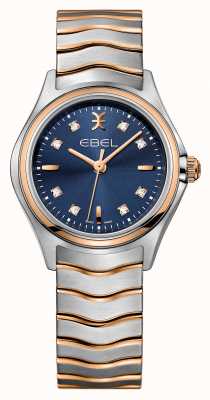 EBEL Wave Lady – 8 Diamanten (30 mm), blaues Zifferblatt / 18 Karat Roségold und Edelstahl 1216379