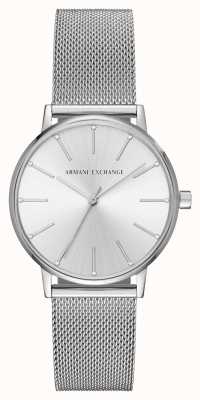 Armani Exchange Damen | silbernes Zifferblatt | Mesh-Armband aus Edelstahl AX5535