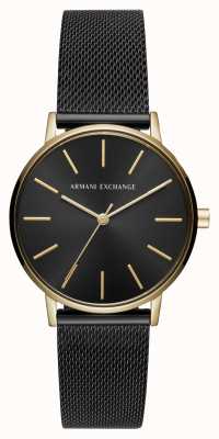 Armani Exchange Damen | schwarzes Zifferblatt | schwarzes Mesh-Armband aus Edelstahl AX5548
