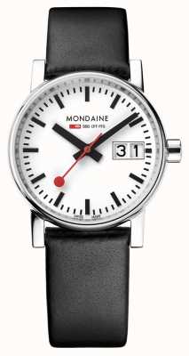 Mondaine Evo2 30mm Big Date Armbanduhr aus schwarzem Leder MSE.30210.LB