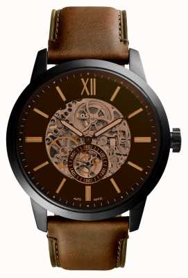 Fossil Herren Copeland | - FS5666 Zifferblatt First Schwarzes | Lederband DEU Watches™ Braunes Class