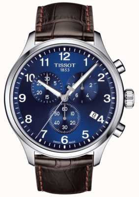 Tissot Herren T-Sport XL Chronograph blaues Zifferblatt braunes Lederarmband T1166171604700