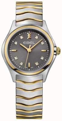 EBEL Damen Wave Diamond Set zweifarbiges Armband graues Zifferblatt 1216283