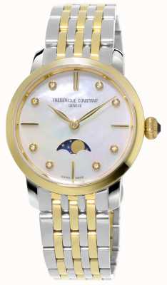 Frederique Constant Schlankes zweifarbiges Damenarmband mit Mondphasenquarz FC-206MPWD1S3B
