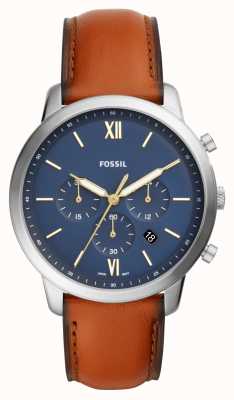 Fossil Neutra-Chrono für Herren | blaues Chronographenzifferblatt | Uhr mit braunem Lederarmband FS5453