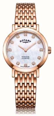 Rotary Damen-Armbanduhr von Windsor Diamond in Roségold LB05304/41/D