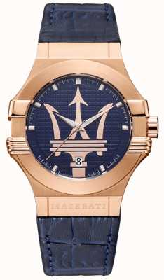 Maserati Herrenpotenza 42mm | vergoldetes Gehäuse | blaues Zifferblatt R8851108027