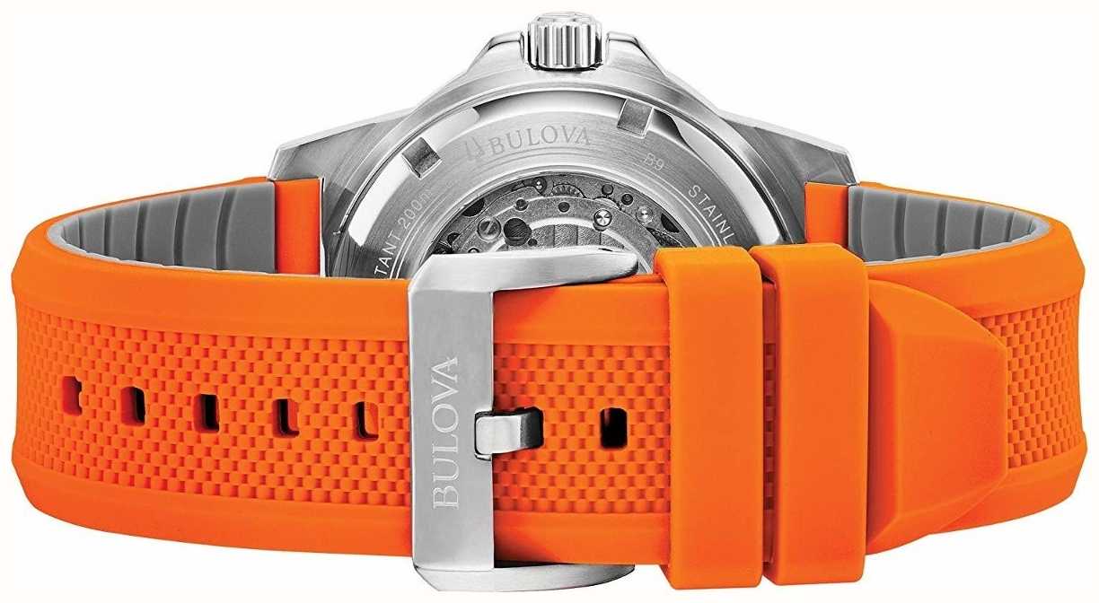 Bulova | Männer | Meeresstern | Automatisch | Orangefarbenes Kautschukband  | 98A226 - First Class Watches™ DEU
