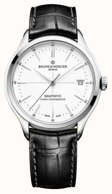 Baume & Mercier Clifton Baumatic Chronometer (40 mm), reinweißes Zifferblatt / schwarzes Alligatorlederarmband M0A10518