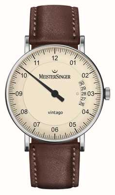 MeisterSinger | Herrenweinlese | automatisch | braunes Leder | cremefarbenes Zifferblatt | | VT903