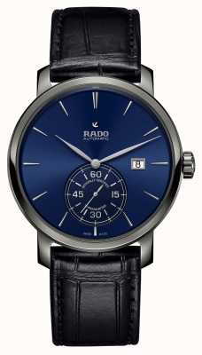 RADO Xl Diamaster Petite Seconde schwarz Leder blau Zifferblatt Uhr R14053206