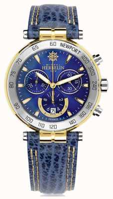 Herbelin Newport Originals Chronograph (40 mm) blaues Zifferblatt / blaues Leder 37654/T35