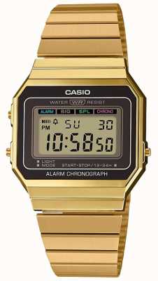 Casio | Sammlung | Armband aus vergoldetem Stahl | digitales Zifferblatt A700WEG-9AEF
