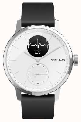 Withings Scanwatch – Hybrid-Smartwatch mit EKG (42 mm), weißem Hybrid-Zifferblatt/schwarzem Silikon HWA09-MODEL 3-ALL-INT