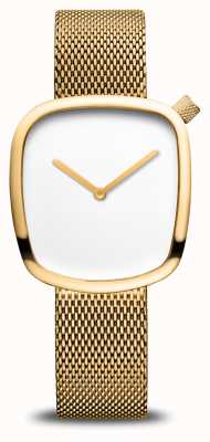 Bering Klassisch | Kieselstein | roségoldenes Mesh-Armband | weißes Zifferblatt 18034-364