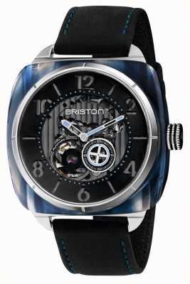Briston Stromlinienförmiges Skelettauto | blaues Acetat | schwarzes Leder 201042.SA.BL.1.CH