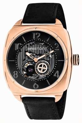 Briston Stromlinienförmiges Skelettauto | Roségold ip | schwarzes Leder 201042.SPRG.SK.1.CH